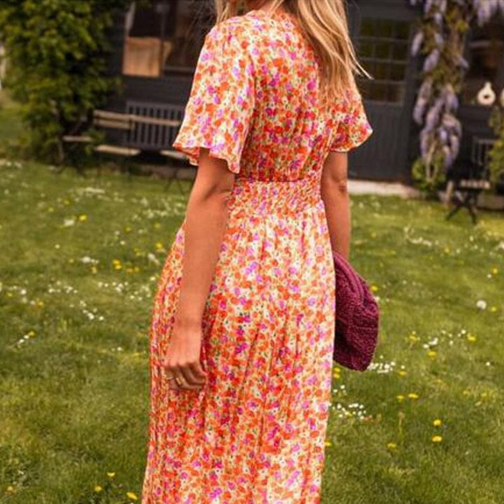 Märta™ | Flödande Maxiklänning med Blommönster