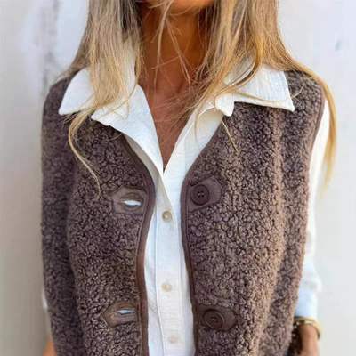 Tuva™ | Mysig teddyväst med knappar
