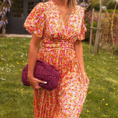 Märta™ | Flödande Maxiklänning med Blommönster