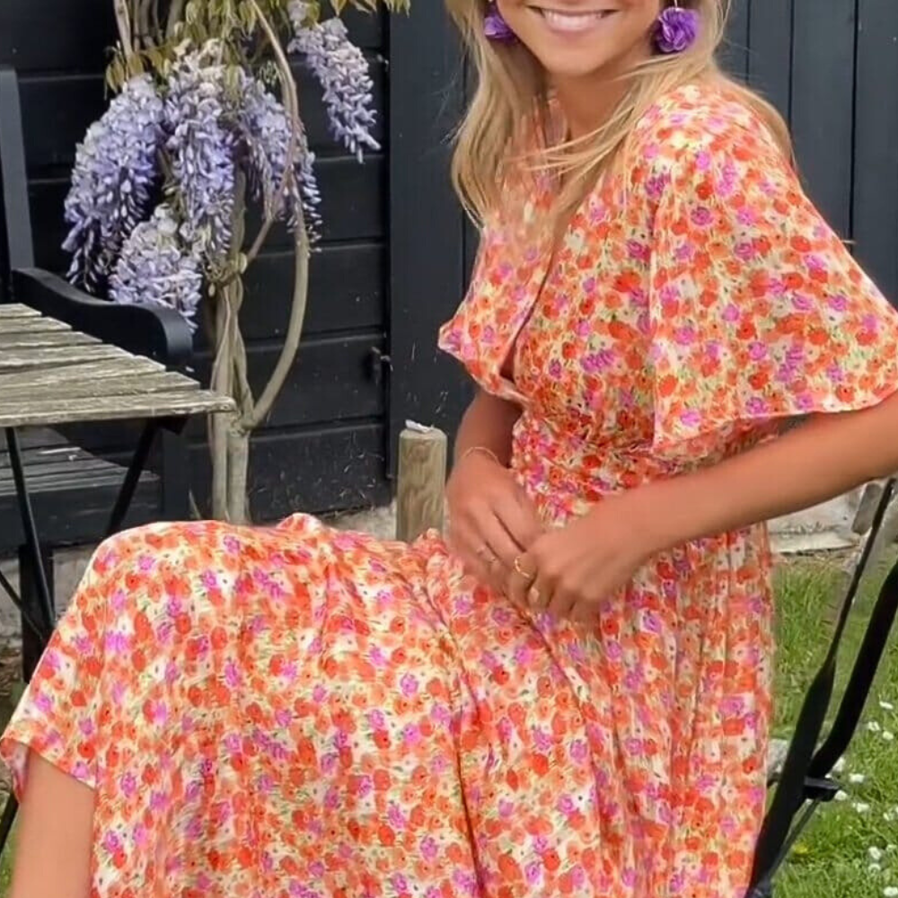 Märta™ | Flödande Maxiklänning med Blommönster