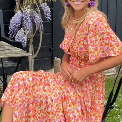 Märta™ | Flödande Maxiklänning med Blommönster