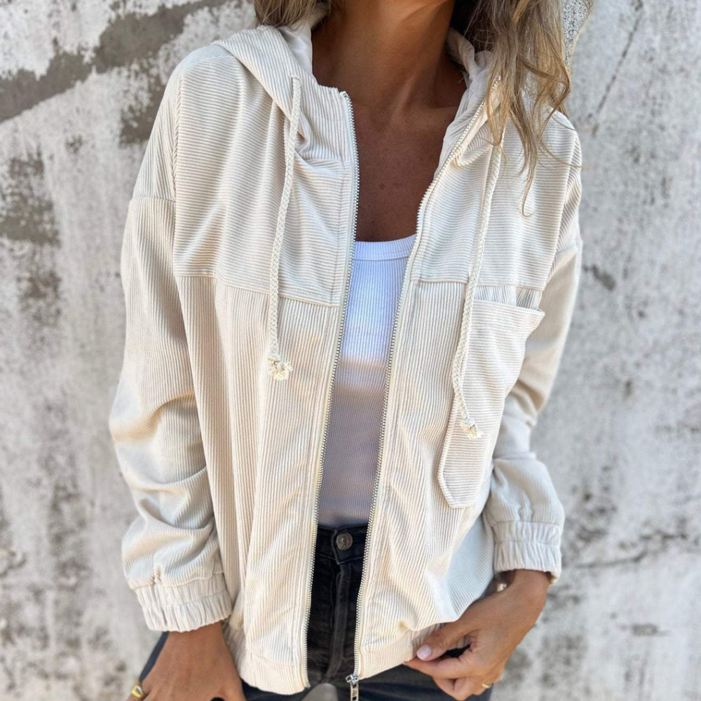 Linda™ | Avslappnad huvajacka med dragkedja