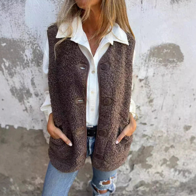 Tuva™ | Mysig teddyväst med knappar