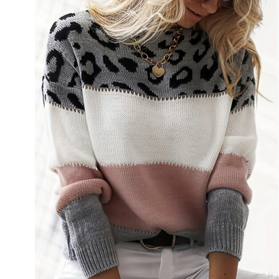 Susanne™ | Stickad tröja med leopardmönster