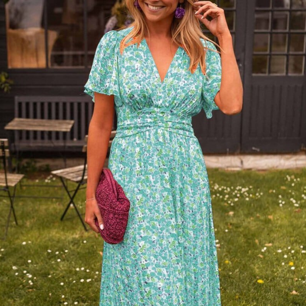 Märta™ | Flödande Maxiklänning med Blommönster