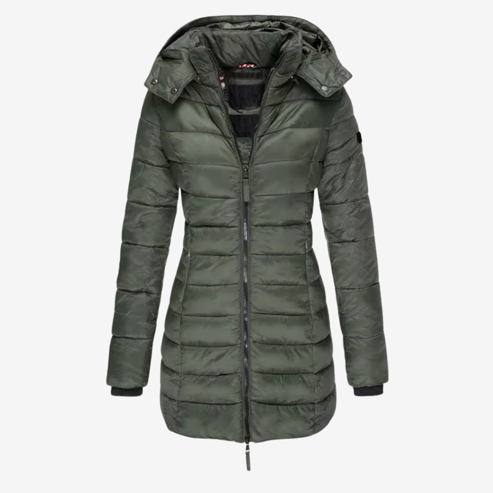 Janette™ | Lång Slim Fit Pufferjacka