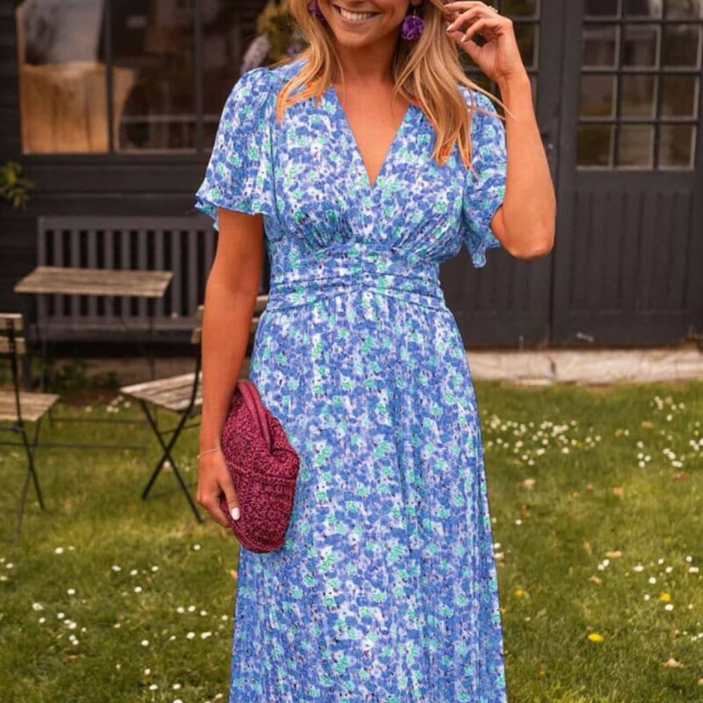 Märta™ | Flödande Maxiklänning med Blommönster