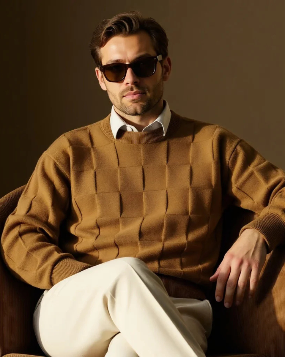 Stickad Tröja med Strukturmönster