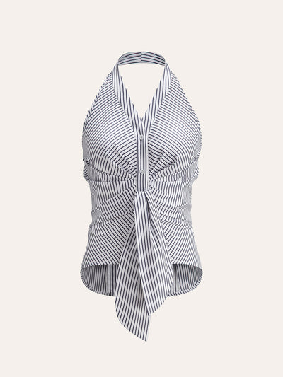 Anna™ | Randig Halterneck Blus