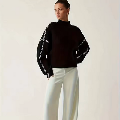 Johanna™ | Oversized Stickad Tröja med Kontrastdetaljer