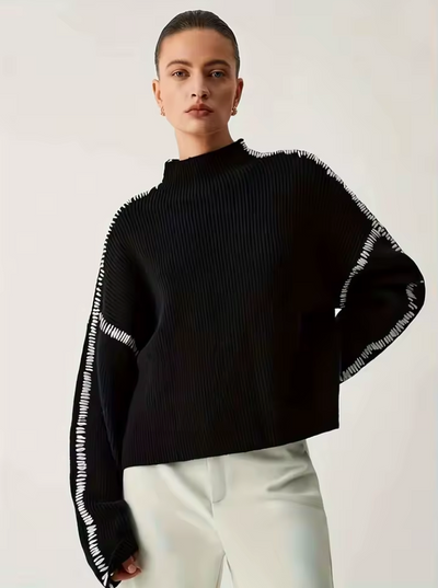 Johanna™ | Oversized Stickad Tröja med Kontrastdetaljer