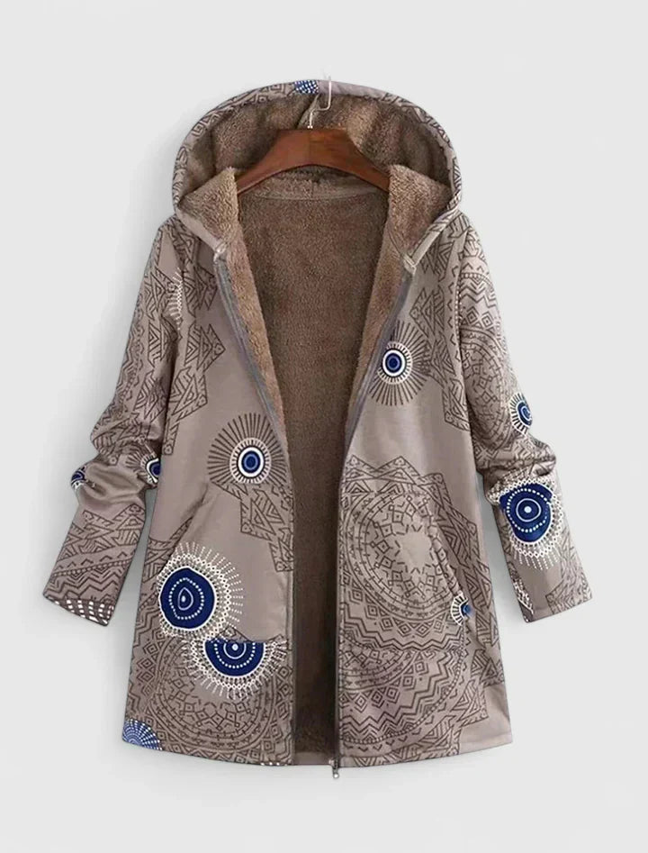 Varm Fodrad Jacka med Etniskt Mönster