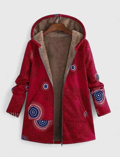 Varm Fodrad Jacka med Etniskt Mönster
